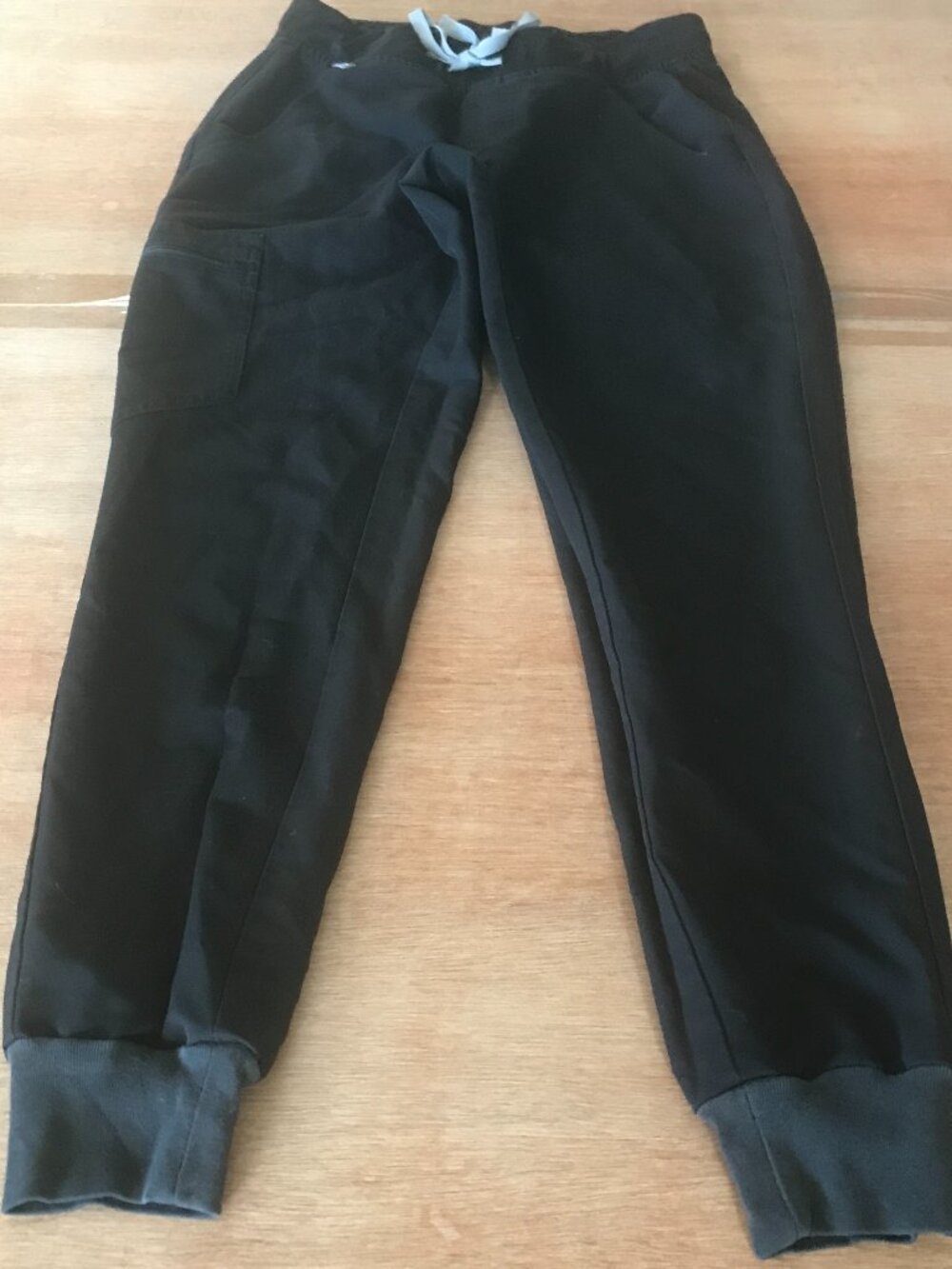 Figs Zamora Jogger Scrub Pants Women XS Black Tie Waist Zip Pocket Nurse Medical